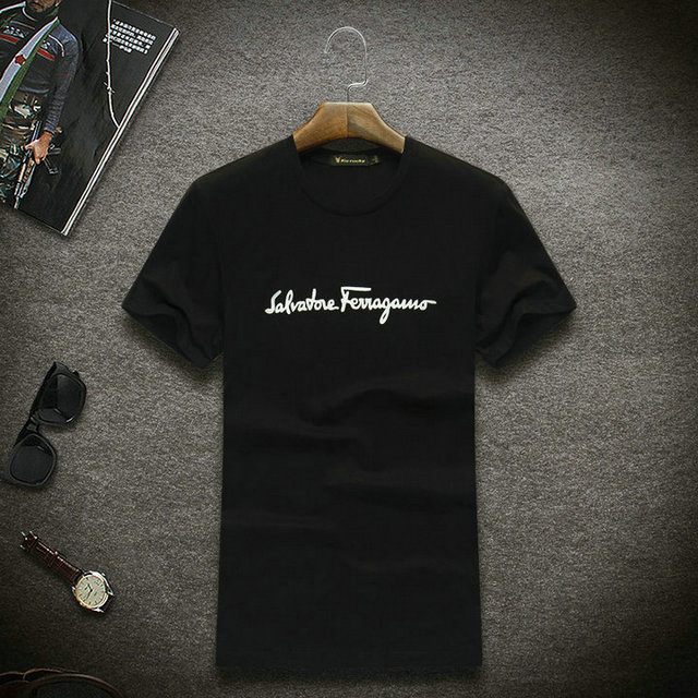 Ferragamo Men Short T-shirt in black Online for sale